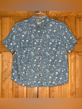 NWOT Vintage Classic Elements Denim Top Blouse Size LP